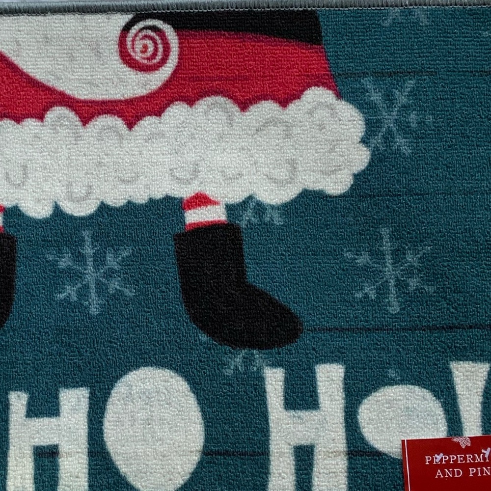 Peppermint & Pine Christmas Santa Accent Rug Non Skid Mat Blue 17.3” X 29.9” - Picture 7 of 7